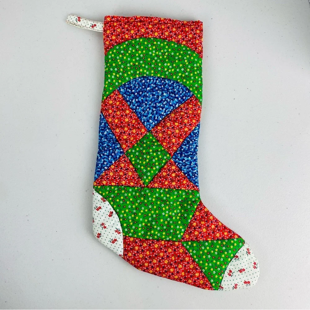 Quilted Colorful‎ Patchwork Christmas Mom Stocking